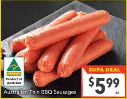 Supa Valu Australian Thin BBQ Sausages offer