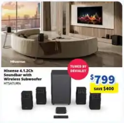Bi-Rite Hisense 4.1.2Ch Soundbar with Wireless Subwoofer HTSATURN offer