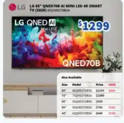 Bi-Rite LG 65" QNED70B AI Mini LED 4K Smart TV offer