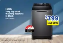 Bi-Rite Haier 10kg Top Load Washing Machine in Black offer
