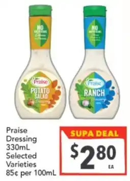 Supa Valu Praise Dressing Selected Varieties offer