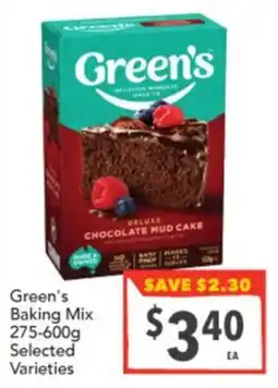 Supa Valu Green's Baking Mix offer