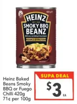 Supa Valu Heinz Baked Beans Smoky BBQ or Fuego Chilli offer