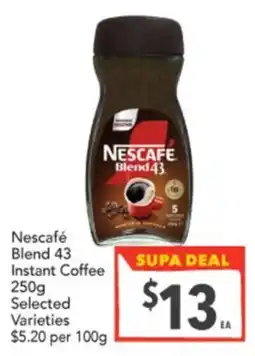 Supa Valu Nescafe Blend 43 Instant Coffee offer