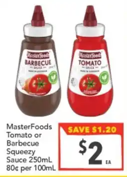 Supa Valu MasterFoods Tomato or Barbecue Squezy Sauce offer