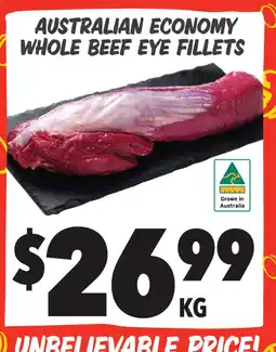 Supa Valu Australian Economy Whole Beef Eye Fillets offer