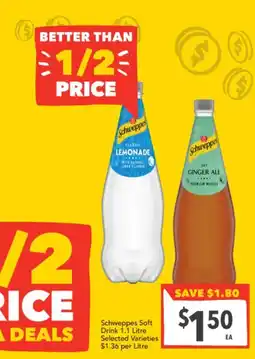 Supa Valu Schweppes Soft Drink 1.1 Litre Selected Varieties offer