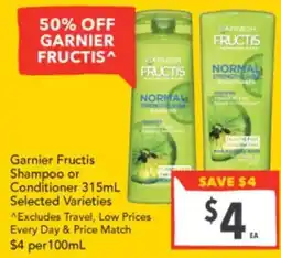 Supa Valu Garnier Fructis Shampoo or Conditioner offer