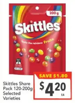 Supa Valu Skittles Share Pack Selected Varieties offer