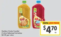 Supa Valu Golden Circle Cordial 2 Litre Selected Varieties offer