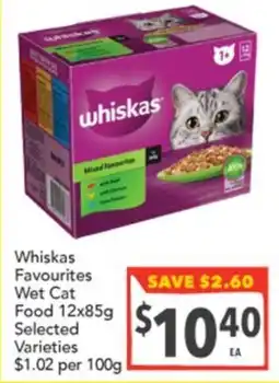 Supa Valu Whiskas Favourites Wet Cat Food Selected Varieties offer