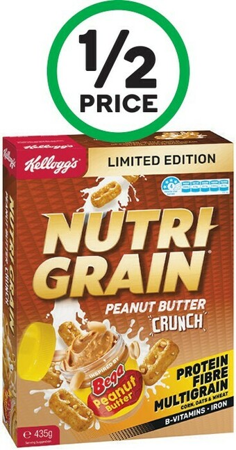 Woolworths Kellogg’s Nutri-Grain Peanut Butter Crunch 435g offer
