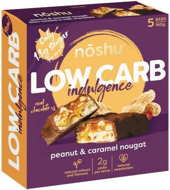 Woolworths Noshu Low Carb Bars 160g Pk 5 offer