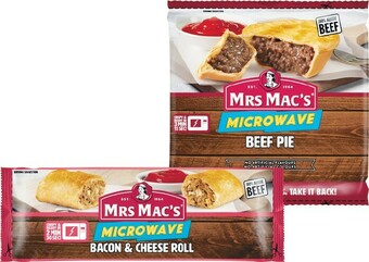 Woolworths Mrs Mac’s Microwave Pie, Sausage Roll or Pastie 165-175g offer