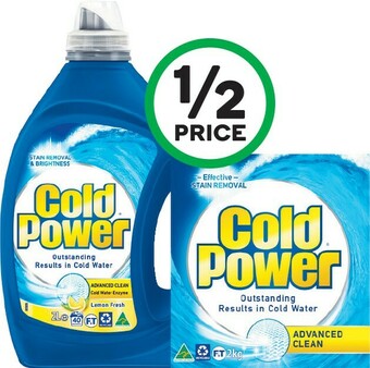 Woolworths Cold Power Advanced Laundry Liquid 1.8-2 Litre or Powder 1.8-2 kg offer