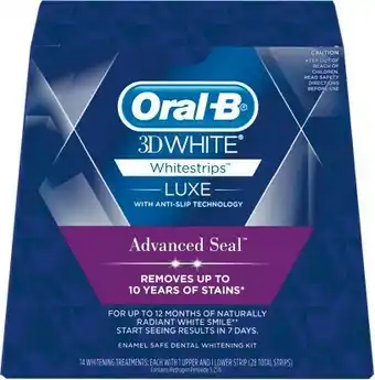 Woolworths Oral-B 3D White Luxe Whitening Strip Treatments Advanced Seal offer