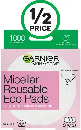 Woolworths Garnier Micellar Reusable Eco Pads Pk 3 offer