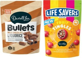 Coles Darrell Lea Bullets, Twists, Balls & Liquorice 140g-280g or Lifesavers Balls 150g offer