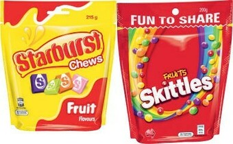Coles Skittles 190g-200g or Starburst Chews 215g offer