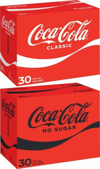 Coles Coca-Cola Soft Drink 30x375mL offer