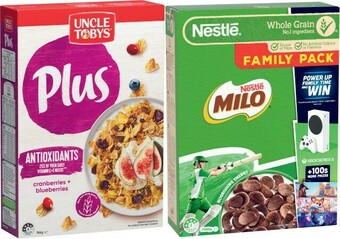 Coles Uncle Tobys Plus 705g-820g or Nestlé Milo Cereal 700g offer