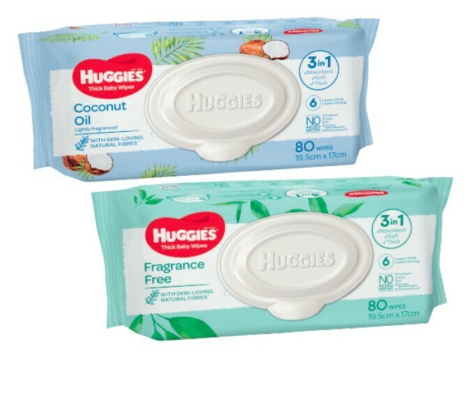 Huggies Baby Wipes Coconut or Fragrance Free 80 Pack offer at Coles
