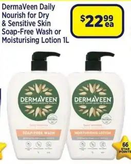 Star Discount Chemist DermaVeen Daily Nourish for Dry & Sensitive Skin Soap-Free Wash or Moisturising Lotion offer