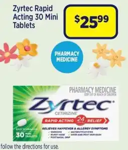 Star Discount Chemist Zyrtec Rapid Acting 30 Mini Tablets offer