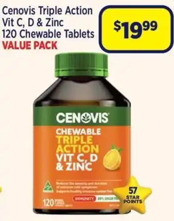 Cenovis Triple Action Chewable Vit C, D & Zinc