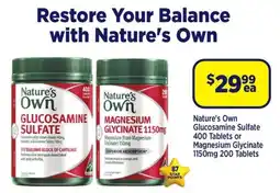 Star Discount Chemist Nature's Own Glucosamine Sulfate or Magnesium Glycinate offer