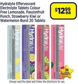 Star Discount Chemist Hydralyte Effervescent Electrolyte Tablets Colour Free offer