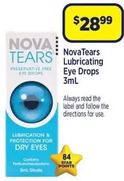 Star Discount Chemist NovaTears Lubricating Eye Drops offer