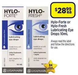Star Discount Chemist Hylo-Forte or Hylo-Fresh Lubricating Eye Drops offer