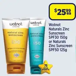 Star Discount Chemist Wotnot Naturals Zinc Sunscreen offer