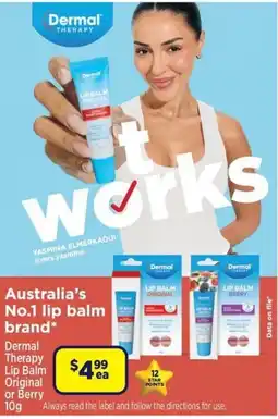 Star Discount Chemist Dermal Therapy Lip Balm Original or Berry offer