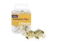 Officeworks J.Burrows 19mm Foldback Clips Gold 16 Pack offer