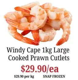 Farmer Jack's Windy Cape Large Cooked Prawn Cutlets offer