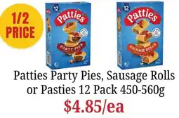 Farmer Jack's Patties Party Pies, Sausage Rolls or Pasties offer