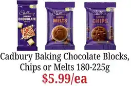 Farmer Jack's Cadbury Baking Chocolate Blocks, Chips or Melts offer