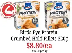 Farmer Jack's Birds Eye Protein Crumbed Hoki Fillets offer