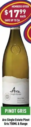 Liquor Legends Ara Single Estate Pinot Gris offer