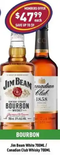 Liquor Legends Jim Beam White / Canadian Club Whisky offer