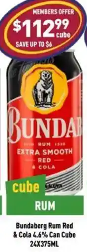 Liquor Legends Bundaberg Rum Red & Cola 4.6% Can Cube offer