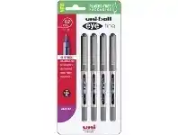 Officeworks Uniball Uni-Ball Eye Fine Rollerball Pens Blue 4 Pack offer