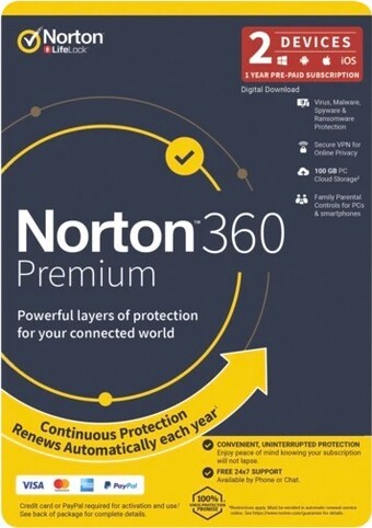 Norton 360 Premium Internet Security - 2 Device 12 Month ESD