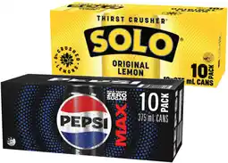 IGA Pepsi, Solo or Schweppes Infused Natural Mineral Water 10x375mL Selected Varieties offer