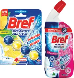 IGA Bref Rim Block Toilet Cleaner 42‑50g or Power Active Gel 600‑700mL Selected Varieties offer