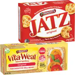 IGA Arnottʼs Jatz 225g, Vita-Weat or Clix 250g Selected Varieties offer