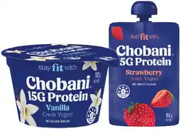 IGA Chobani Fit Protein Greek Yogurt Pot 160g or Pouch 150g Selected Varieties offer