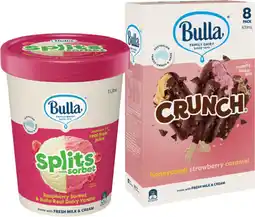 IGA Bulla Ice Cream Sticks 8-14 Pack or Splits with Sorbet 1 Litre Selected Varieties offer